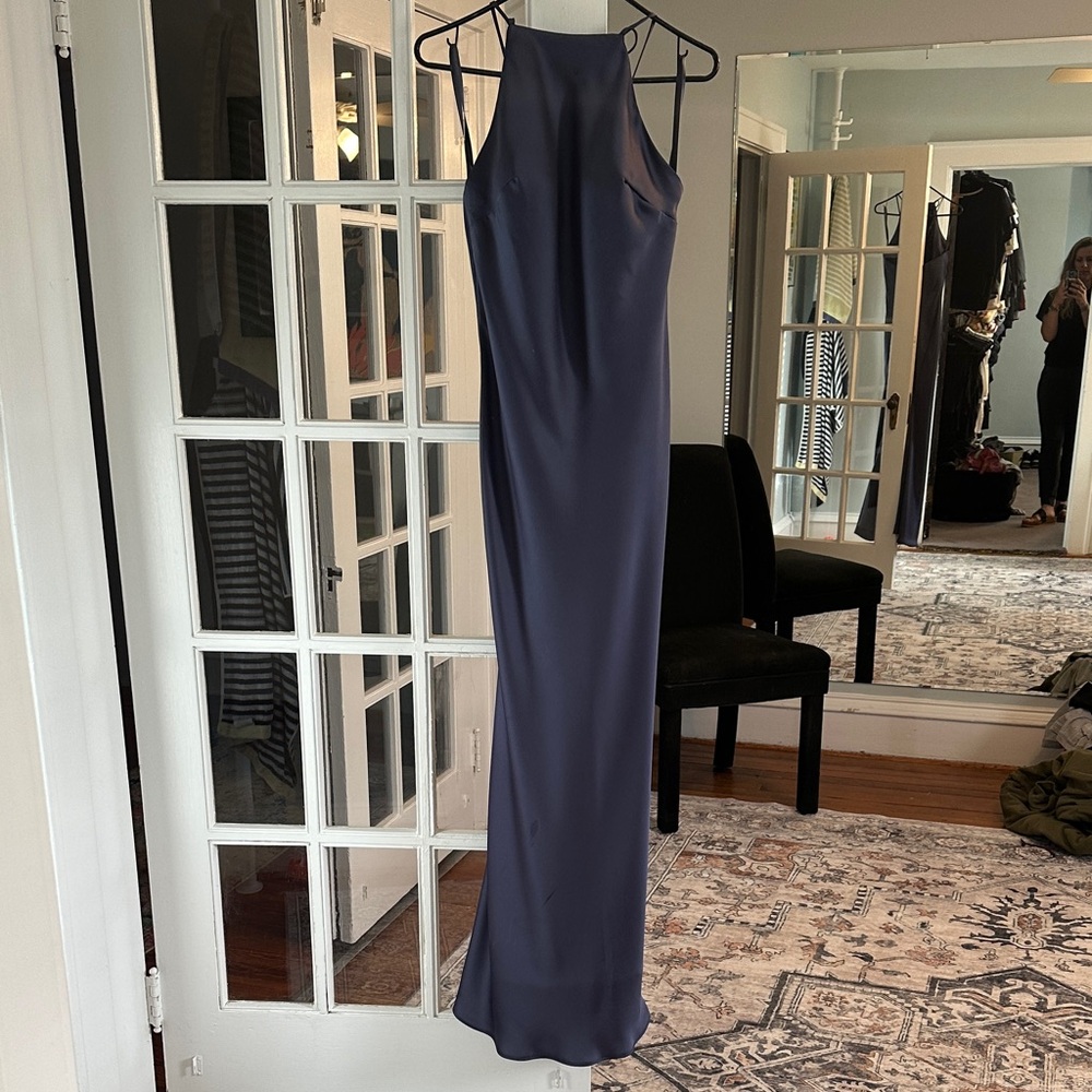 Morrillee Madeline Gardner Elegant silk Navy Blue Women's Dress